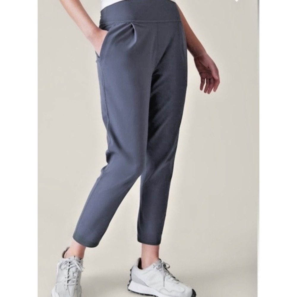 Athleta Women Size Small Elation Pant Hi Rise Tapered Leg Navy Blue Cropped‎